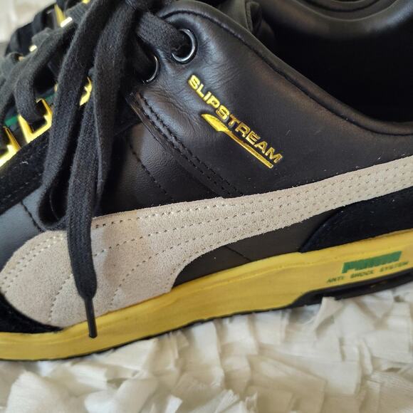 Puma Slipstream Shoes Mens Size 13 Black Yellow Suede Leather Anti Shock System - Picture 4 of 16